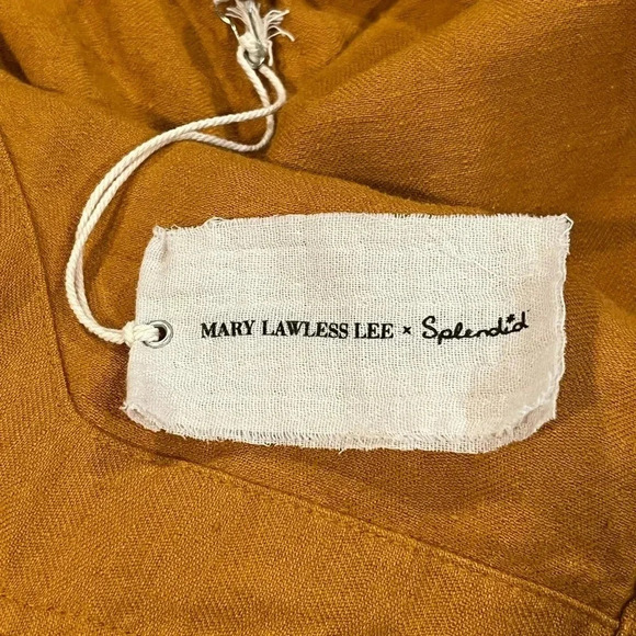 NWT MLL x Splendid Linen Blend Belted Wide Leg Jumpsuit Yellow Womens Small - Picture 9 of 15